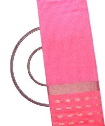 pink polka chanderi silk fabric
